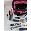 Image 2 : Vise Grips, Small Power Fist Tool Bag, Wire Strippers, Box Cutter, Screwdrivers, Wrenches, Misc