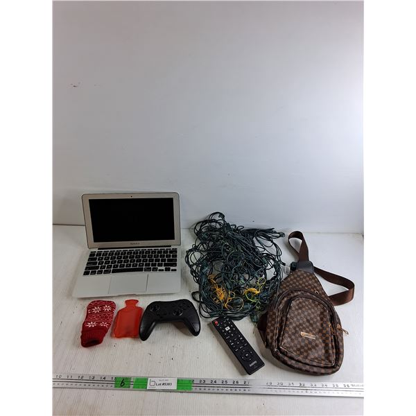 12" Apple MacBook Air, Christmas Tree Lights, Sanyo Remote, Joystick - As Is, Crossbody Bag, Misc