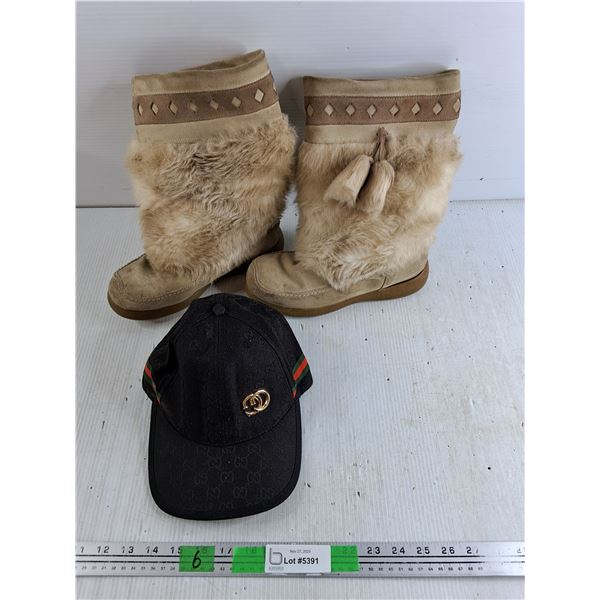 Mukluks- Size 8M, Gucci Cap - Authenticity Not Guaranteed