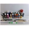 Image 1 : Various Acrylic Paints, Paint Brushes, Anti Rust Plastic Enamel - No Ship