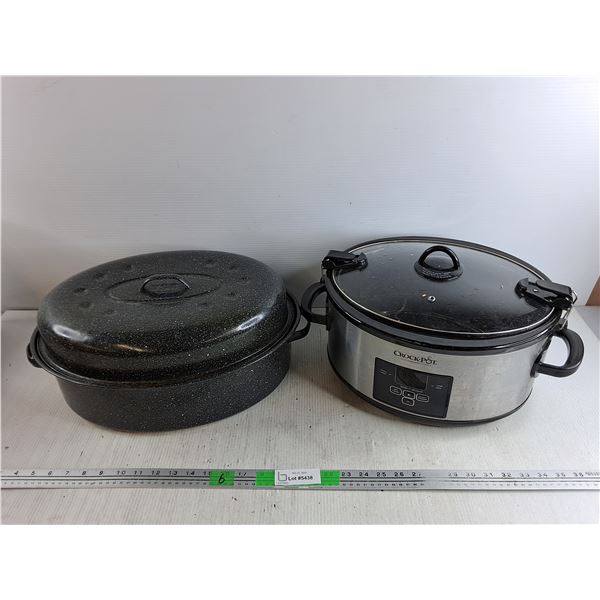 Crock Pot Electric Slow Cooker - Powers On, As Is, Baking Dish with Lid, Cannot Ship