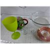 Image 3 : Gravy Boat, Glass Bowl, Glass Pie Desh, Ceramic Tea Pot, Goblets, Tea Cup & Saucer