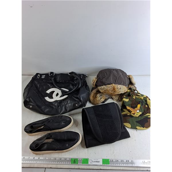 Winter Hat, Chanel Faux Leather Purse - Cannot Authenticate, Shoes - Size 7