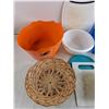 Image 3 : Halloween Basket, Cutting Boards, Plastic Bowl, Container Lids, Wicker Basket, Misc