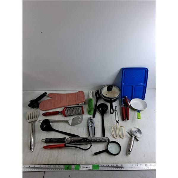 Cooking Pot, Nut Cracker, Pizza Cutter, Spatulas, Whisk, Magnifying Glass, Misc