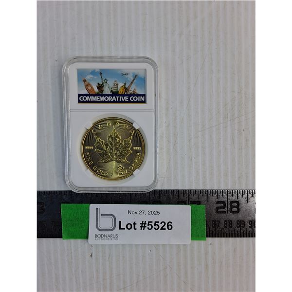 2021 Canadian Fine Gold 1 Oz Maple Leaf Coin- Cannot Guarantee Authenticity