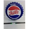 Image 1 : 16” Diameter Vintage Soda Pop Bottle Cap Stout Embossed Metal Sign
