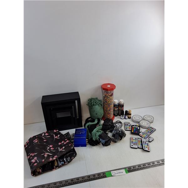 (3)Shelves Up To 9"x9", Hifi Stereo Audio Amplifier, Find It Game, (3)Submersible LED Lights As Is, 