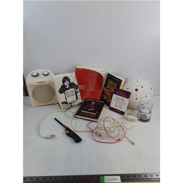 Variety Of Books, Konwin Compact Heater- Powers On, Lamp-As Is, Lighter, Misc