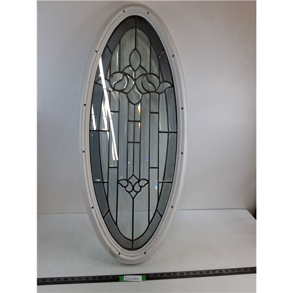 White Framed Oval Decorative Glass Insert For Entry Door