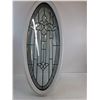 Image 2 : White Framed Oval Decorative Glass Insert For Entry Door
