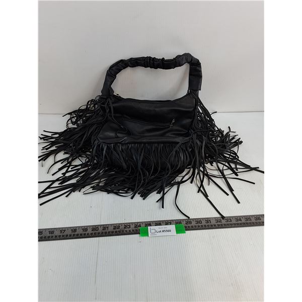 Faux Leather Fringe Purse-tear in lining
