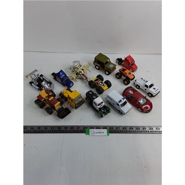 (13) Assorted Mostly Die-Cast Metal Toy Vehicles