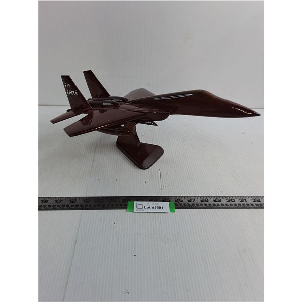 Lacquered Wooden Model of "F15 Eagle" Military Jet - 16.5" Length