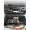 Image 4 : Black Tool Box (20"x10"x11") With Tools: Stapler, Drywall Scraper, Woodsaw, Misc- Cannot Ship