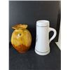 Image 2 : Ceramic Beer Stein 8", Vase & (4) Decorative Plates 4"