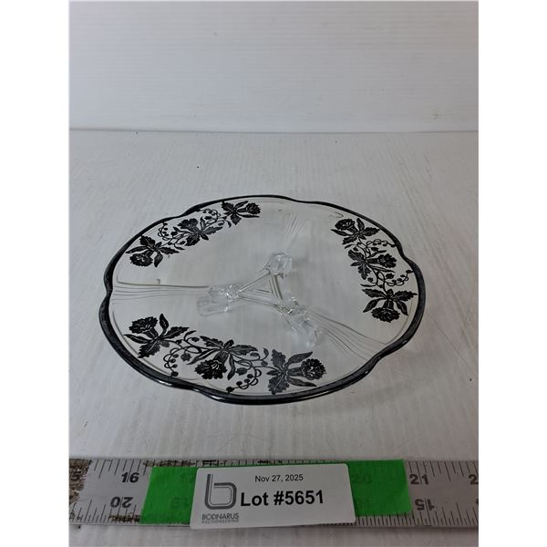 Silver Overlay Footed Plate 7.25"