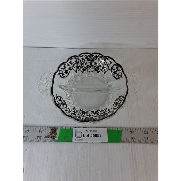 Silver Overlay Divided Bowl 8"