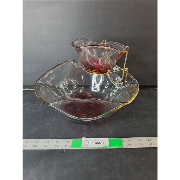 Glass Chip & Dip Bowl Set
