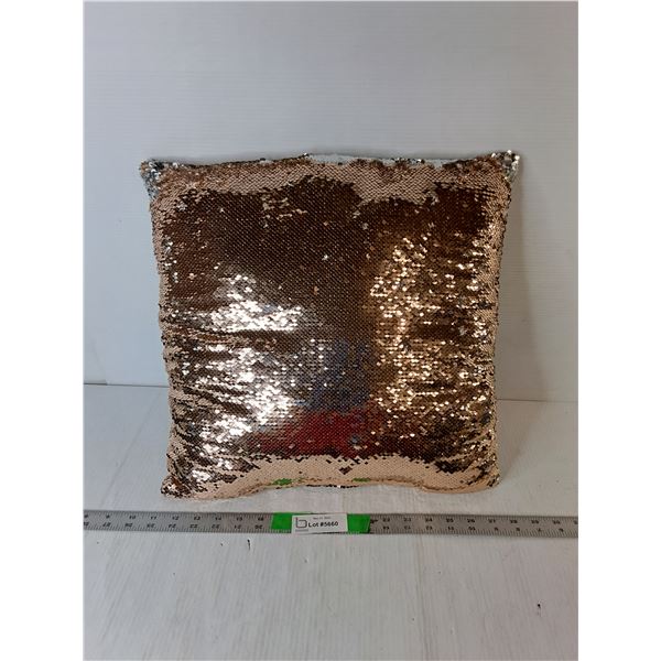 Sequined Rose Gold Flip Design Throw Pillow 16"
