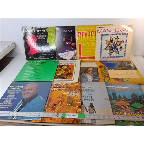 (12) Records/Sets- Mantovani, The Moody Blues, Andre Kostelanetz, Misc.