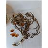 Image 2 : Hanging Glass Amber Lamp with Chain and Pendants- Powers On, Pickup Preferred