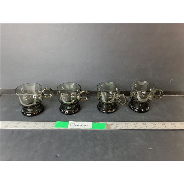 (4) Glass Mugs 3.25"