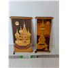 Image 1 : (2) Temple Style Pieces of Wooden Artwork Up to 13" x 6.75"