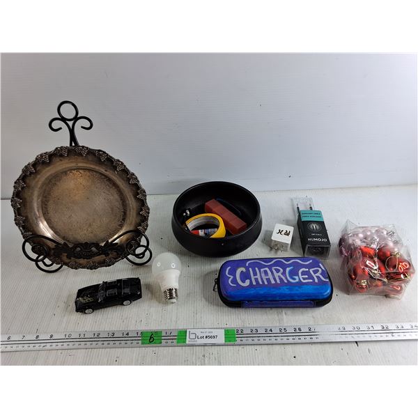 Silver Plate, Die Cast Pontiac Firebird, Aux Cable, Christmas Ornaments, Ceramic Bowl, Misc
