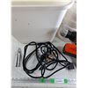Image 3 : Black & Decker 18V Drill, Extension Cord, Schwans Backpack, Plastic Buckets, Trash Bin, Misc