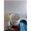 Image 6 : Black & Decker 18V Drill, Extension Cord, Schwans Backpack, Plastic Buckets, Trash Bin, Misc