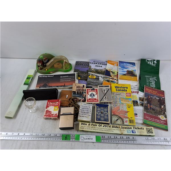 Various Road Maps, Playing Cards, Costco Case for Glasses, Misc