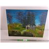 Image 1 : Wall Art Painting - Cabin in the Woods 24" x 18" - Pick Up Preferred