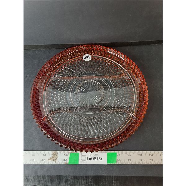 Glass Divided Serving Tray 12.25"