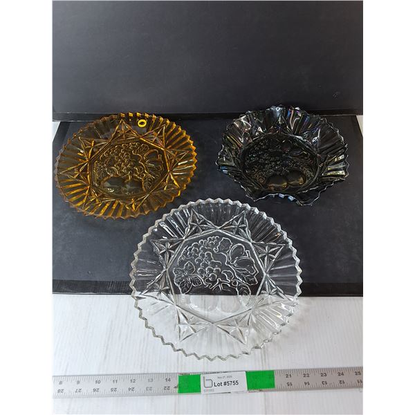 (2) Glass Serving Plates 11.25" & Bowl