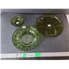 Image 1 : Green Glass Divided Plate 10" & (2) Bowls