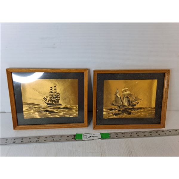 (2) Framed Sailboat Art Pieces 10.75" x 8.75"
