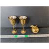 Image 1 : Brass Apple Bell & (2) Goblets