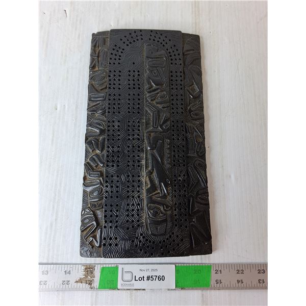 Indigenous Style Argillite Cribbage Board 11.75' x 6.25"