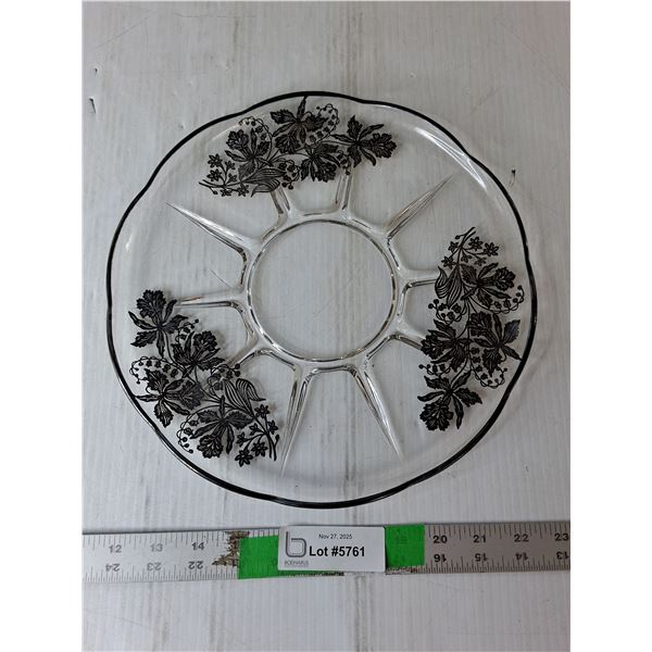 Decorative Glass Serving Plate 11.25"