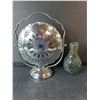 Image 2 : Glass Mosaic Vase & Collapsible Cake Stand 10" Tall