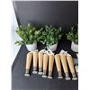 Image 3 : (4) Artificial Potted Plants, (9) Wooden Table Legs Up to 5.5", Dowel Pins, Misc.
