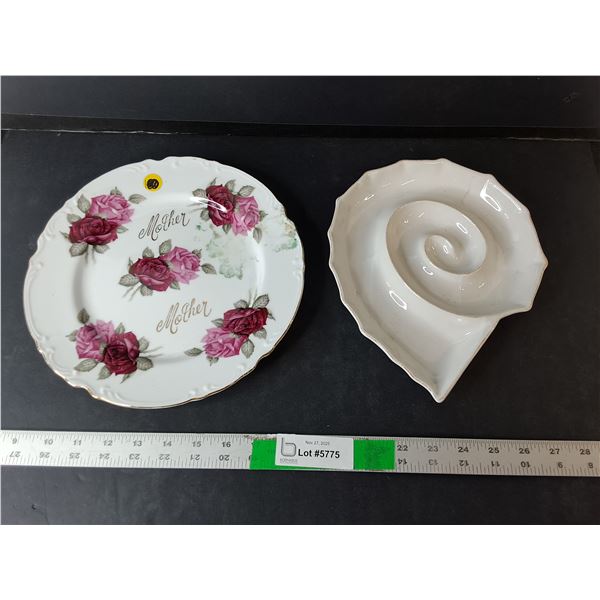 (2) Decorative Plates- Mother & Spirals Up to 10.5"