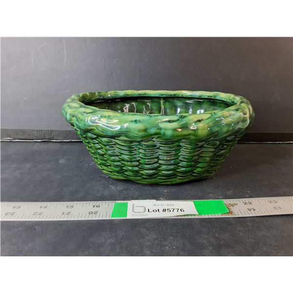 Green Ceramic Decorative Bowl 8.75"