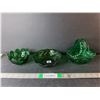 Image 1 : (3) Green Glass Bowls Up to 6.25" Diameter