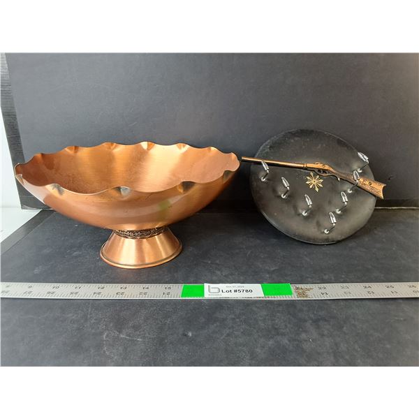 Copper Footed Bowl 10.75" Diameter & Hunting Keyholder