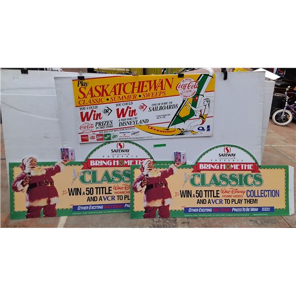 *(3) Coca-Cola Promotional Posters up to 63" x 23", Cannot Ship