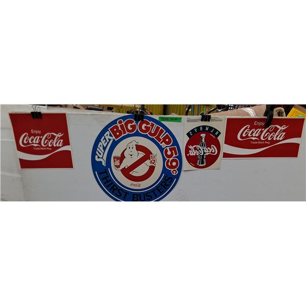 (4) Coca-Cola Promotional Stickers/Window Decal/Poster