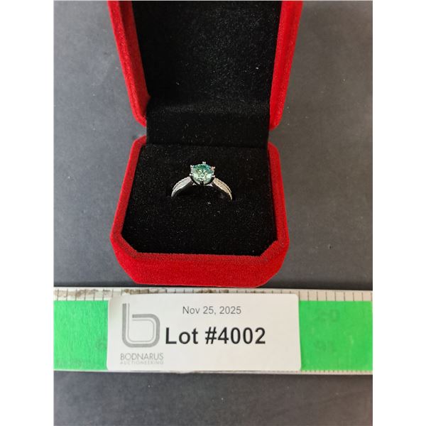 ^1 CT GRA Certified Round Brilliant Cut Moissanite VVS Blue,34 Zirconia Stones in 925 Silver Ring- 5