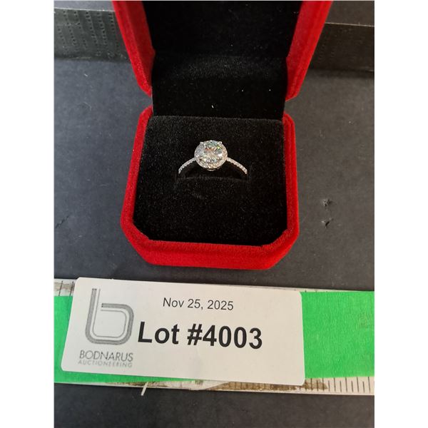 ^1 CT GRA Certified Round Brilliant Cut Moissanite & Zirconia Stone Ring in 925 Silver, Adjustable